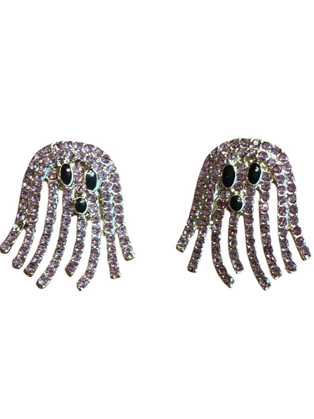 Pink Rhinestone Ghost Statement Earrings - Picture 1 of 1